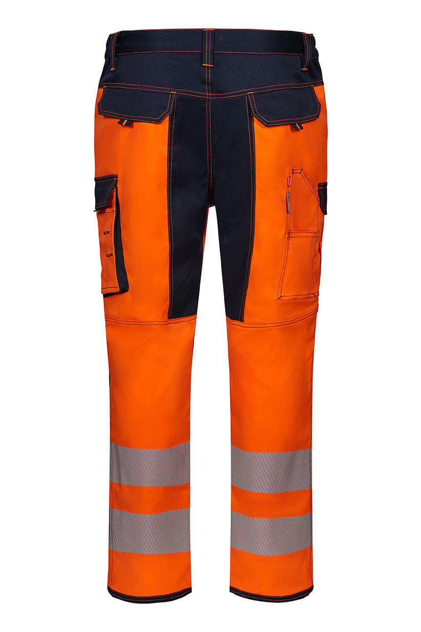 Pantalon Stretch Avec Genouillères et Bandes Segmentées - Navy / Fluo Orange