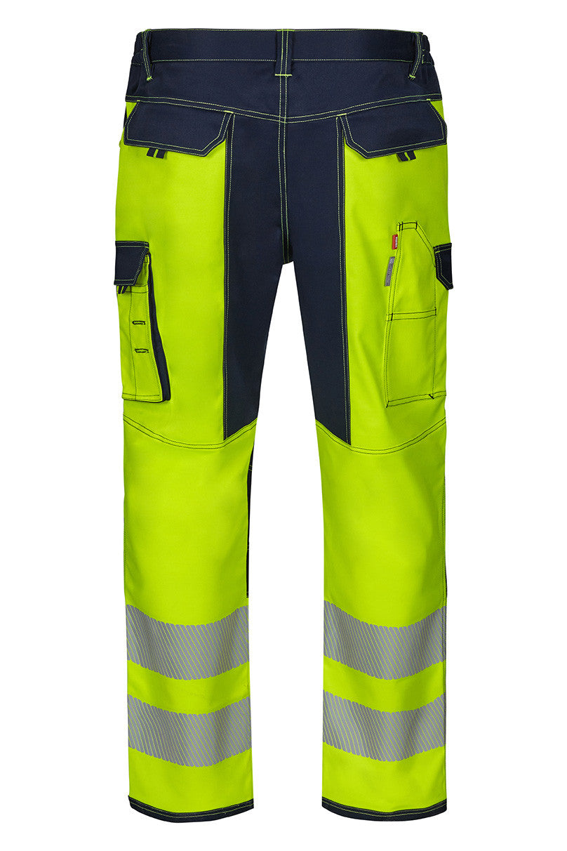 Pantalon Stretch Avec Genouillères et Bandes Segmentées - Navy / Fluo Yellow