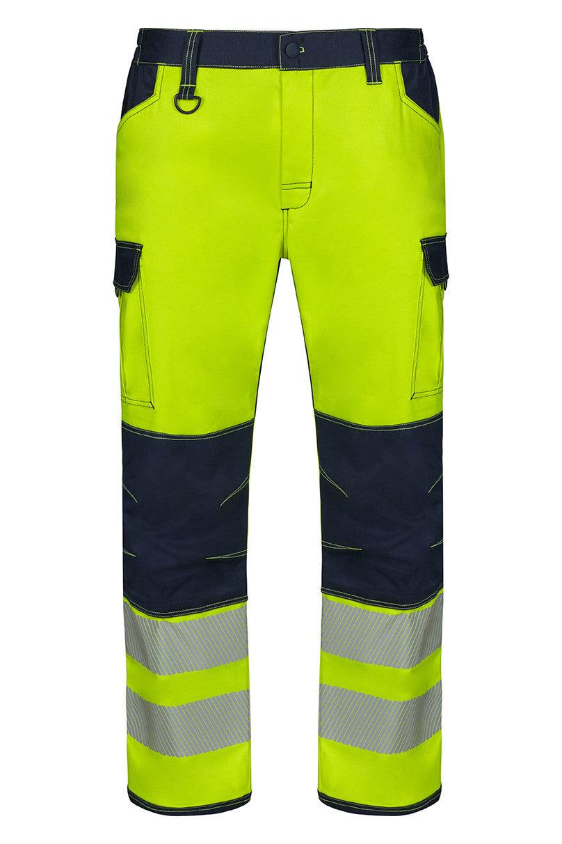 Pantalon Stretch Avec Genouillères et Bandes Segmentées - Navy / Fluo Yellow