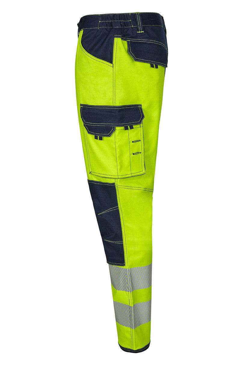 Pantalon Stretch Avec Genouillères et Bandes Segmentées - Navy / Fluo Yellow