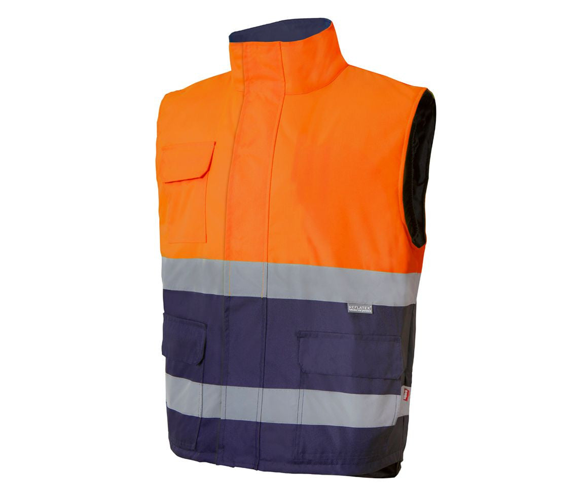 Bodywarmer Matelassé Bicolore Haute Visibilité - Fluo Orange / Navy