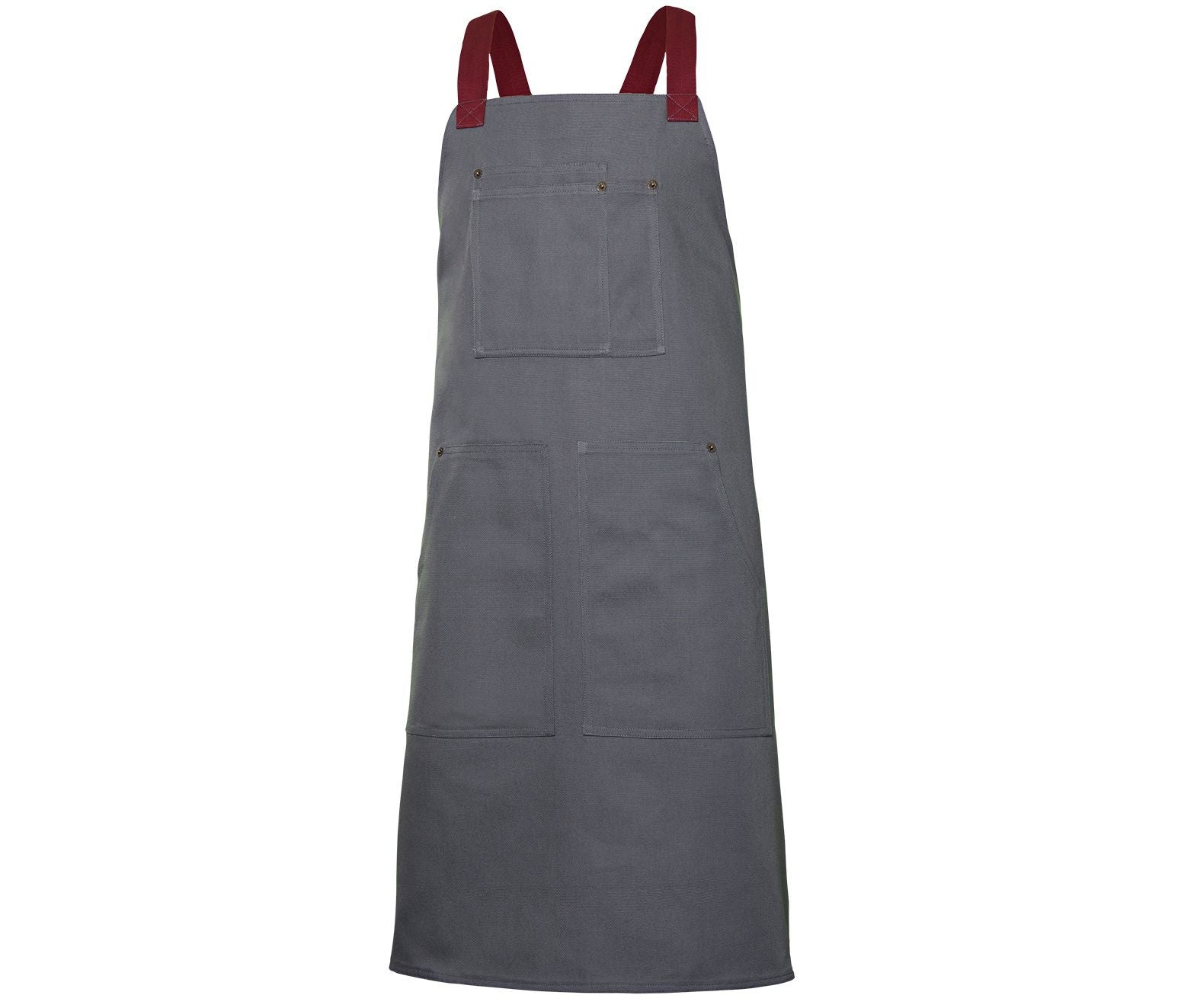 Tablier à Bavette Canvas - Grey/burgundy