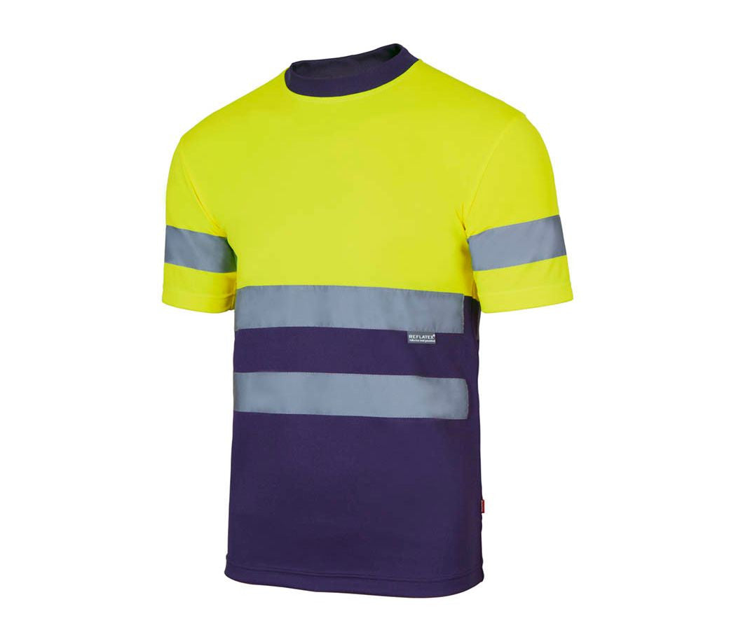 T-Shirt Technique Bicolore Haute Visibilité - Fluo Yellow / Navy