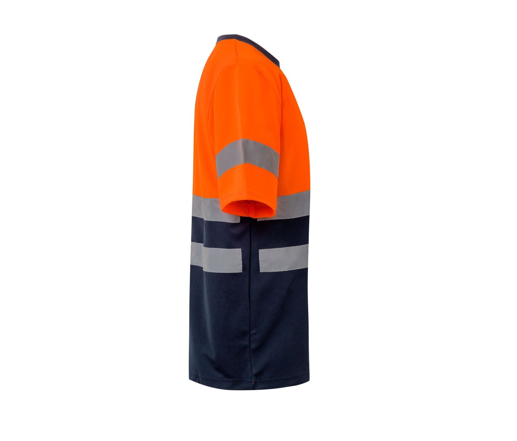 T-Shirt Technique Bicolore Haute Visibilité - Fluo Orange / Navy