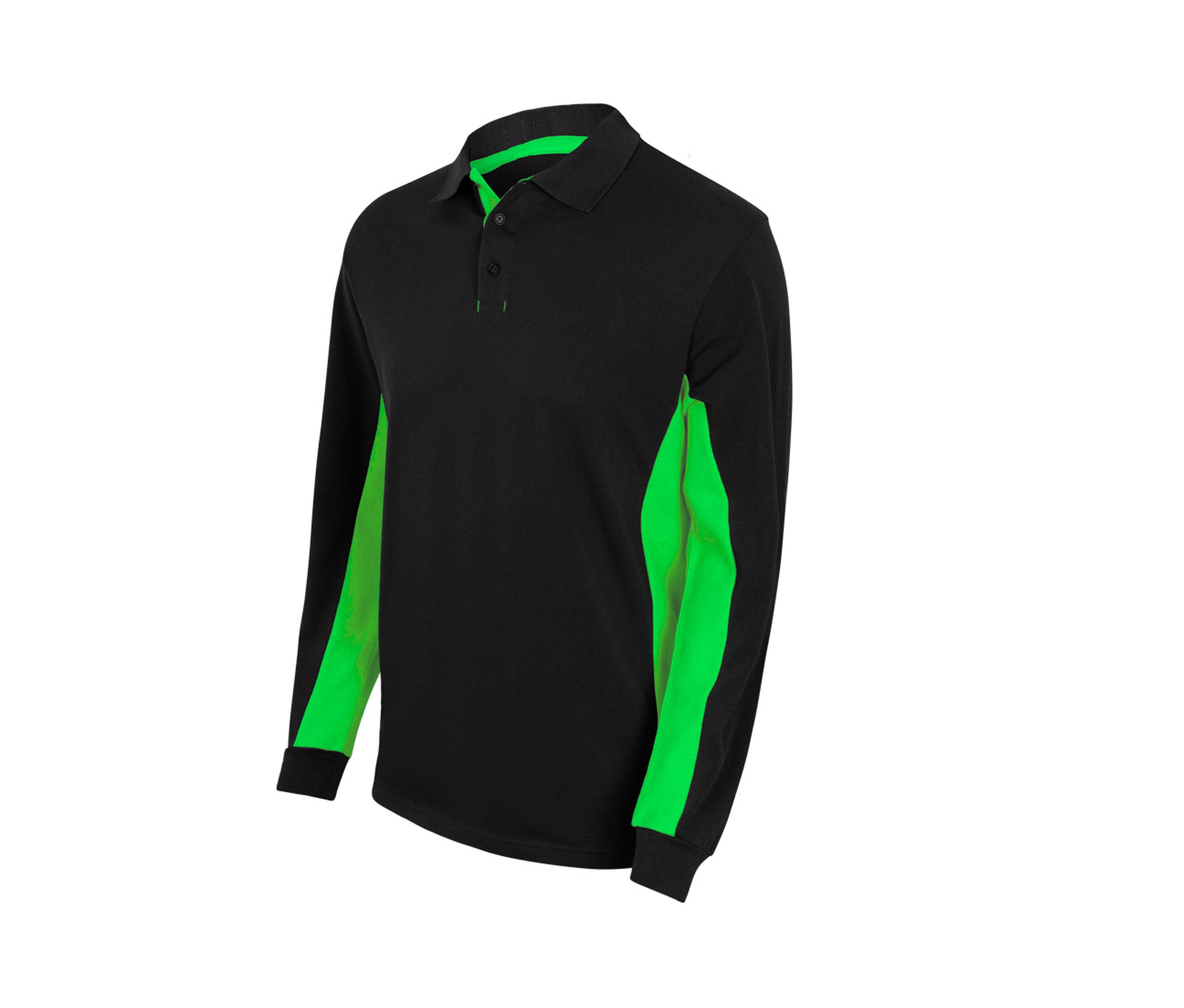 Polo Bicolore Manches Longues - Black/lime