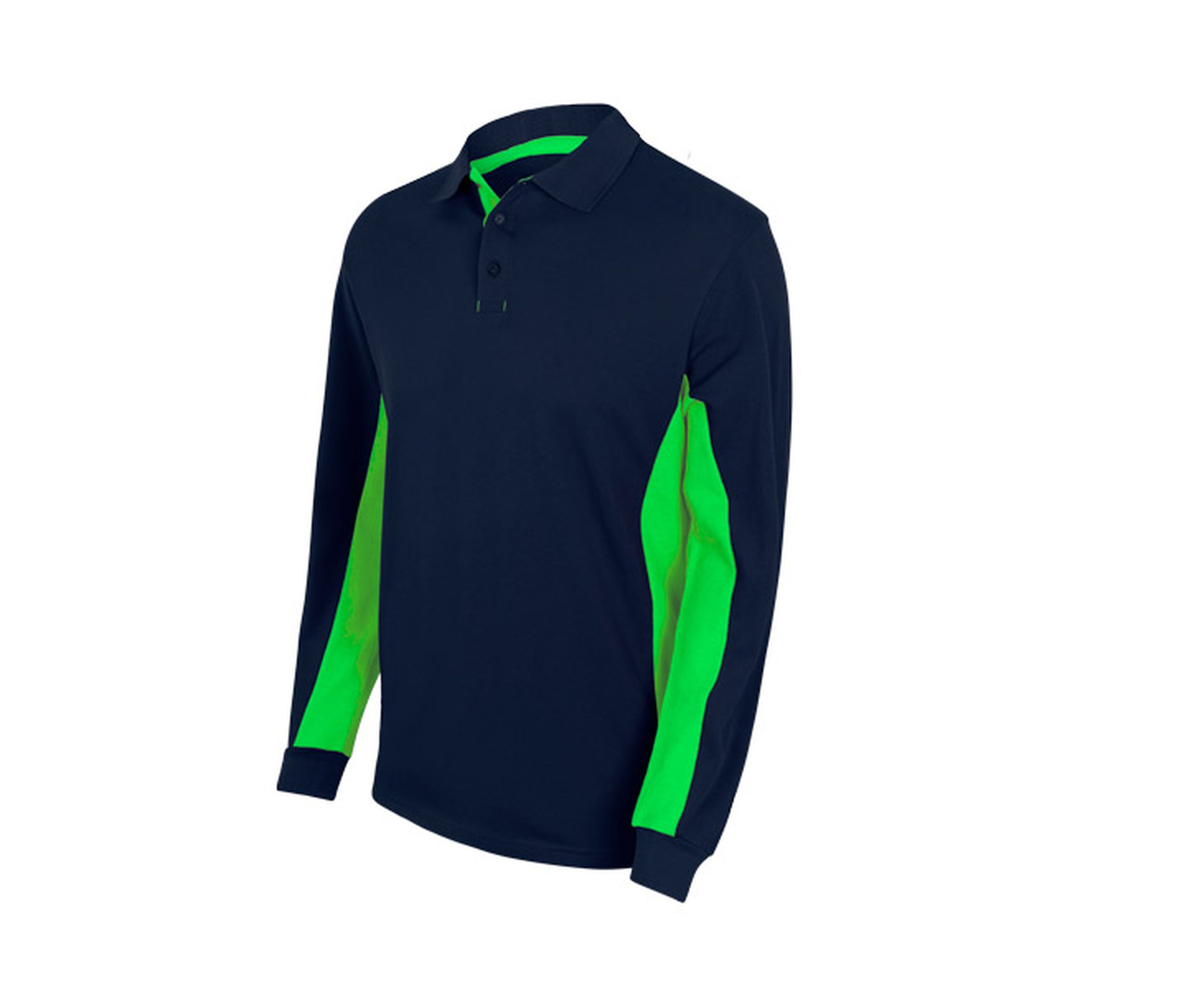 Polo Bicolore Manches Longues - Navy/lime