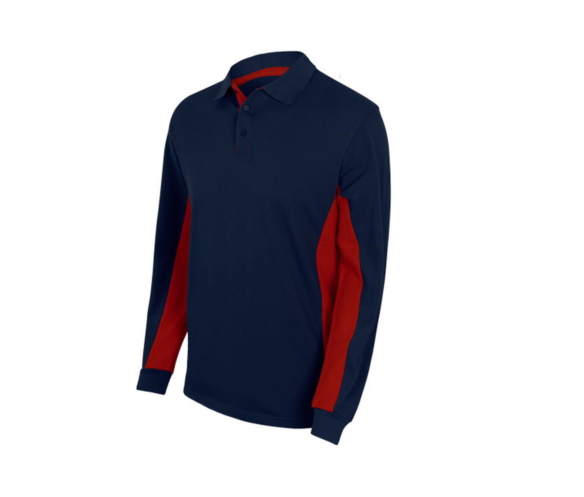 Polo Bicolore Manches Longues - Navy/red