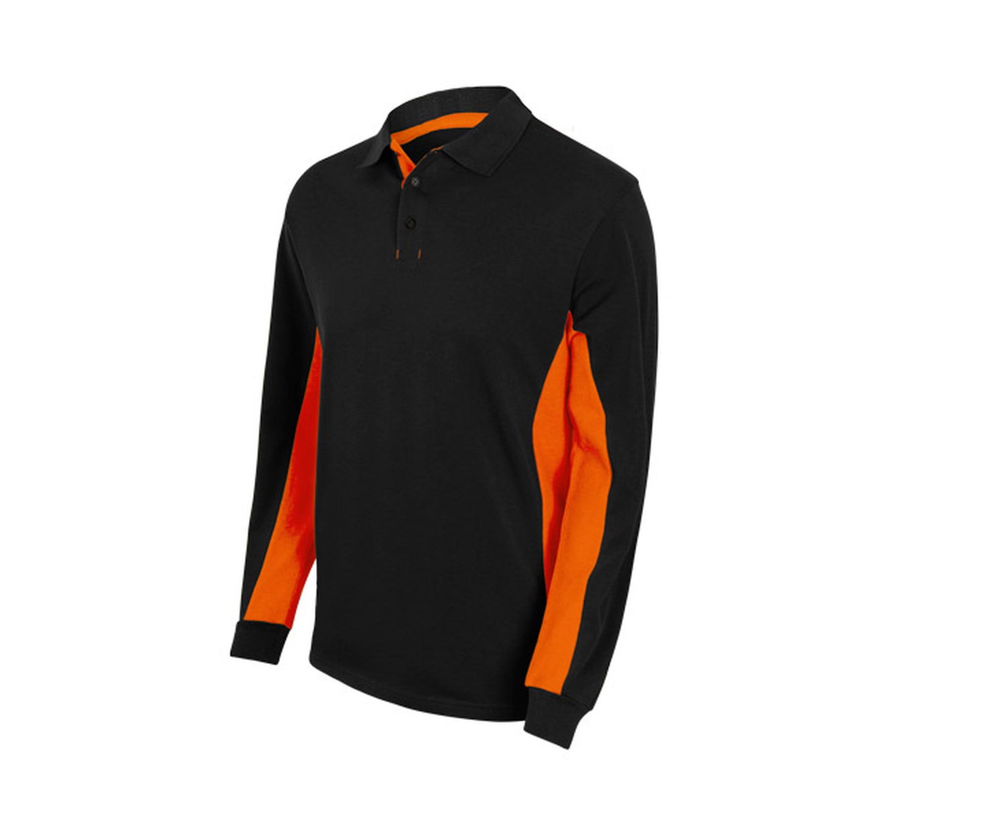 Polo Bicolore Manches Longues - Black/orange