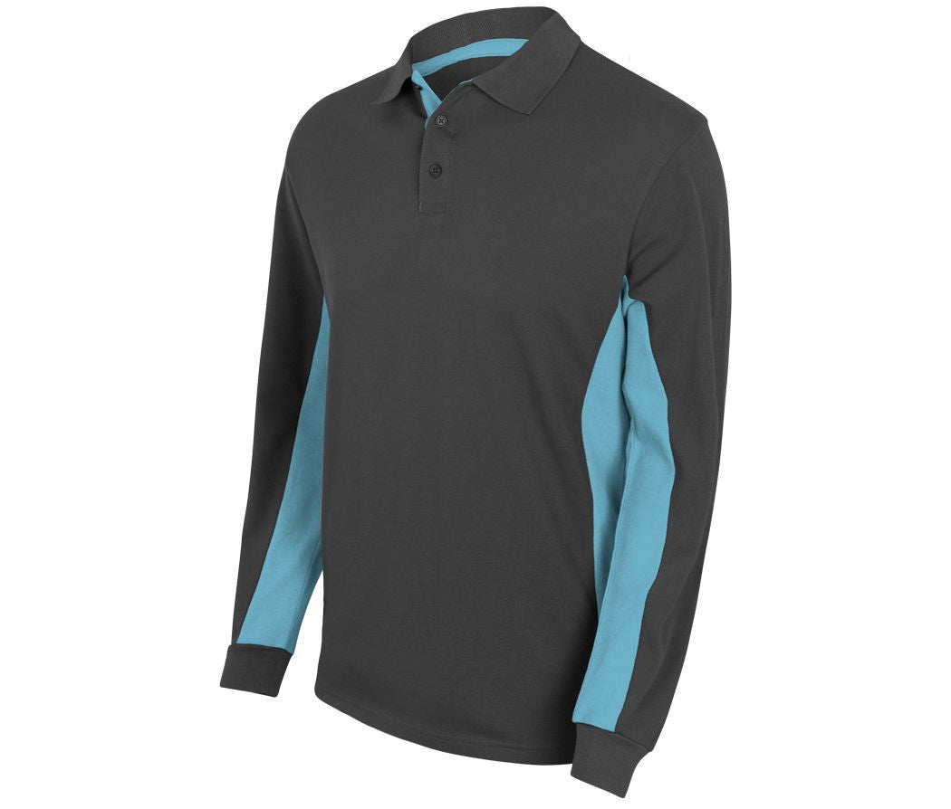 Polo Bicolore Manches Longues - Grey/sky Blue