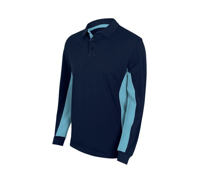 Polo Bicolore Manches Longues - Navy/sky Blue
