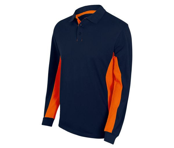 Polo Bicolore Manches Longues - Navy/orange