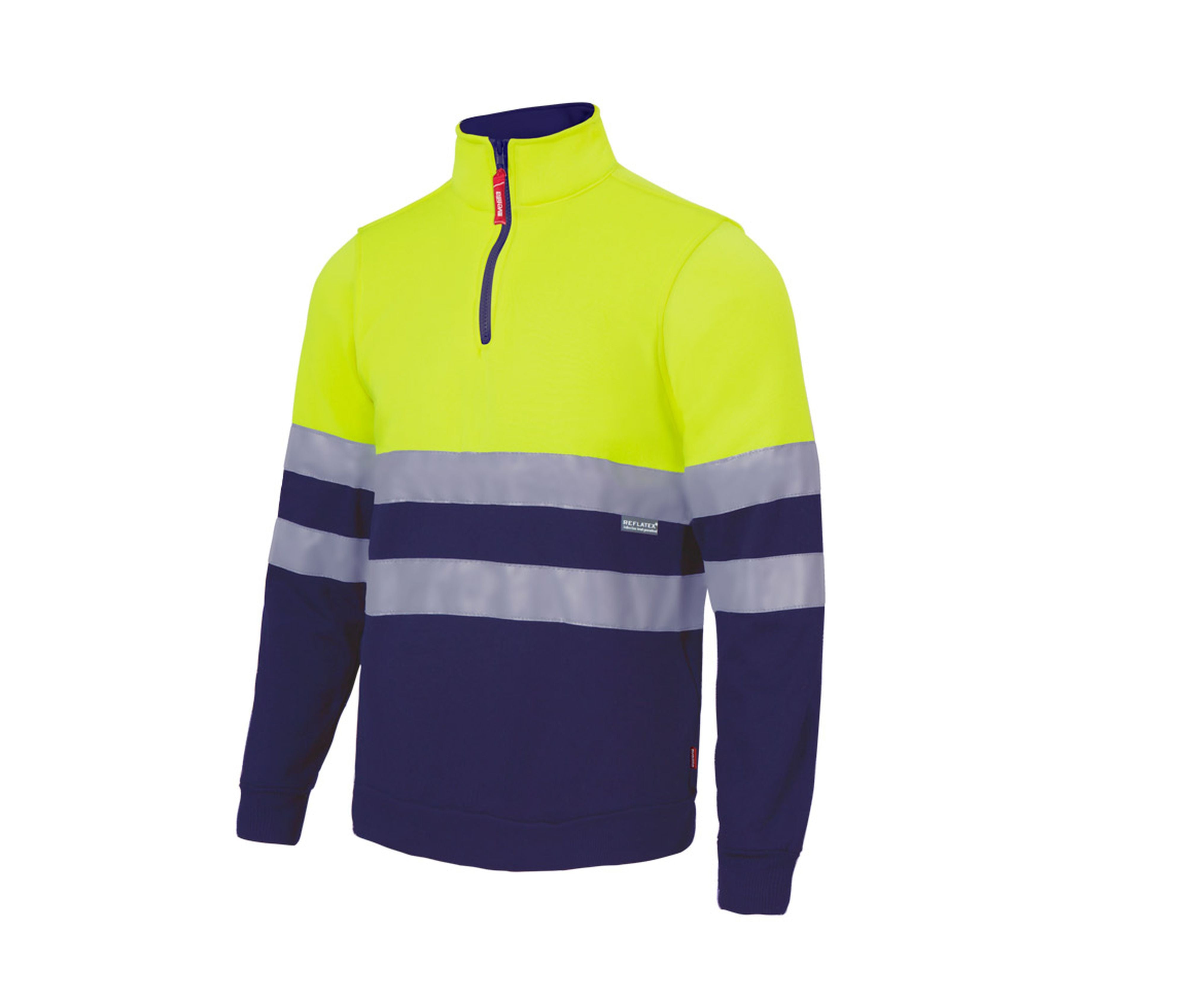 Sweat Bicolore Demi-Zippé - Fluo Yellow / Navy
