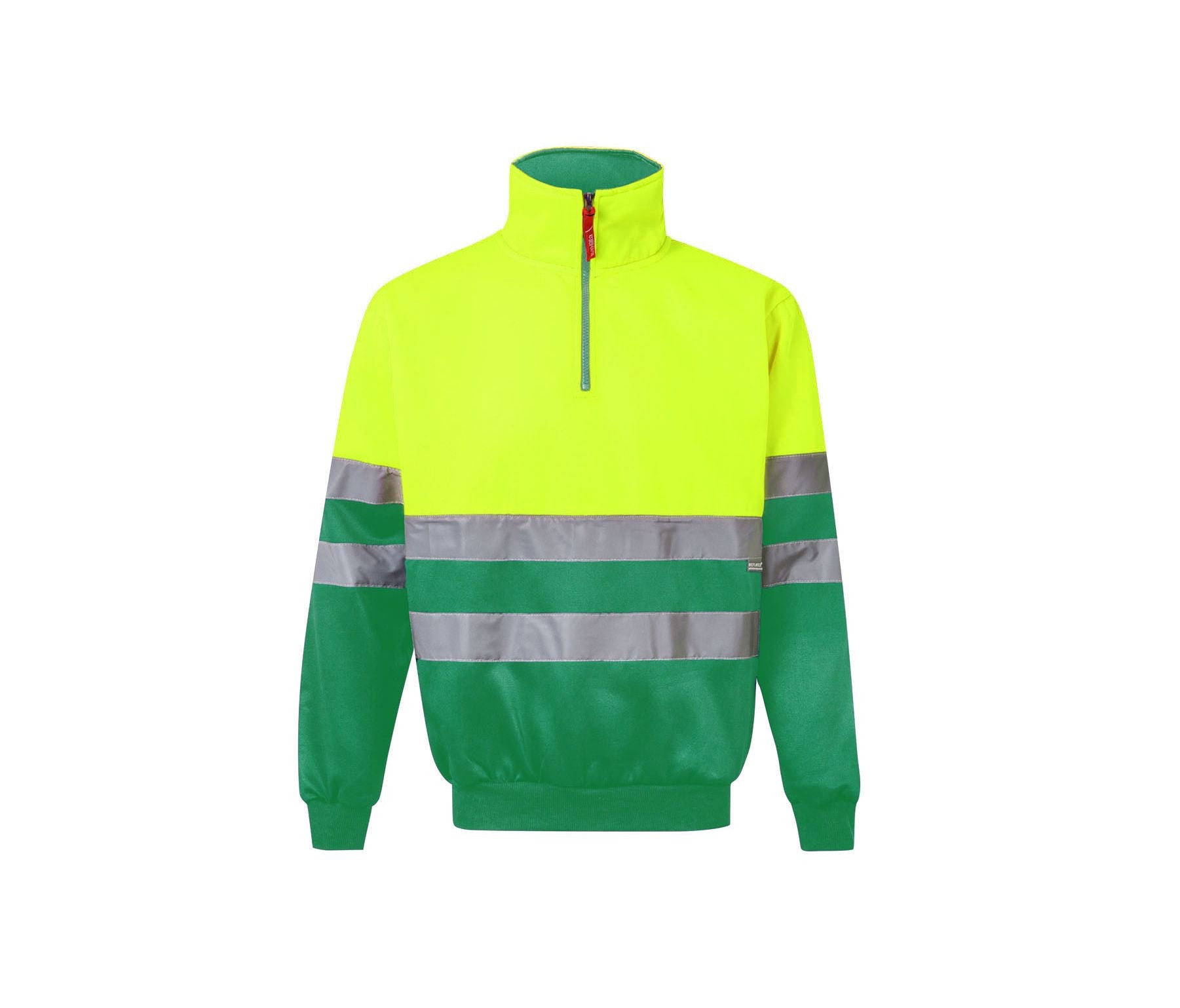 Sweat Bicolore Demi-Zippé - Fluo Yellow/green