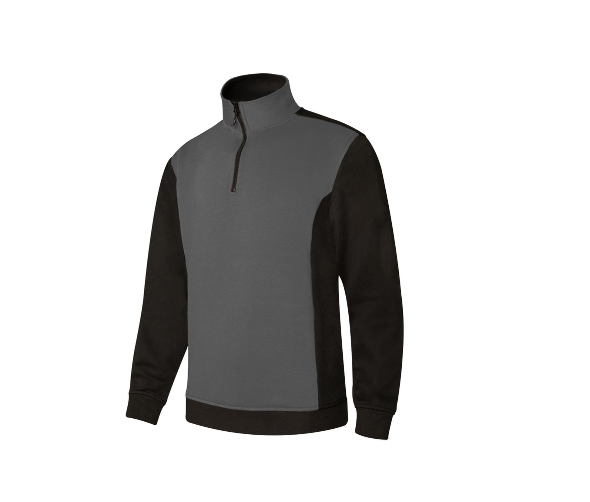 Sweat Bicolore Col Zippé - Grey/black