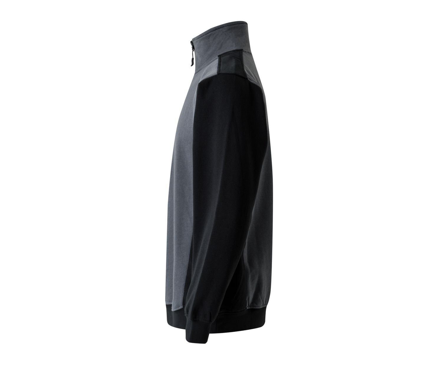 Sweat Bicolore Col Zippé - Grey/black