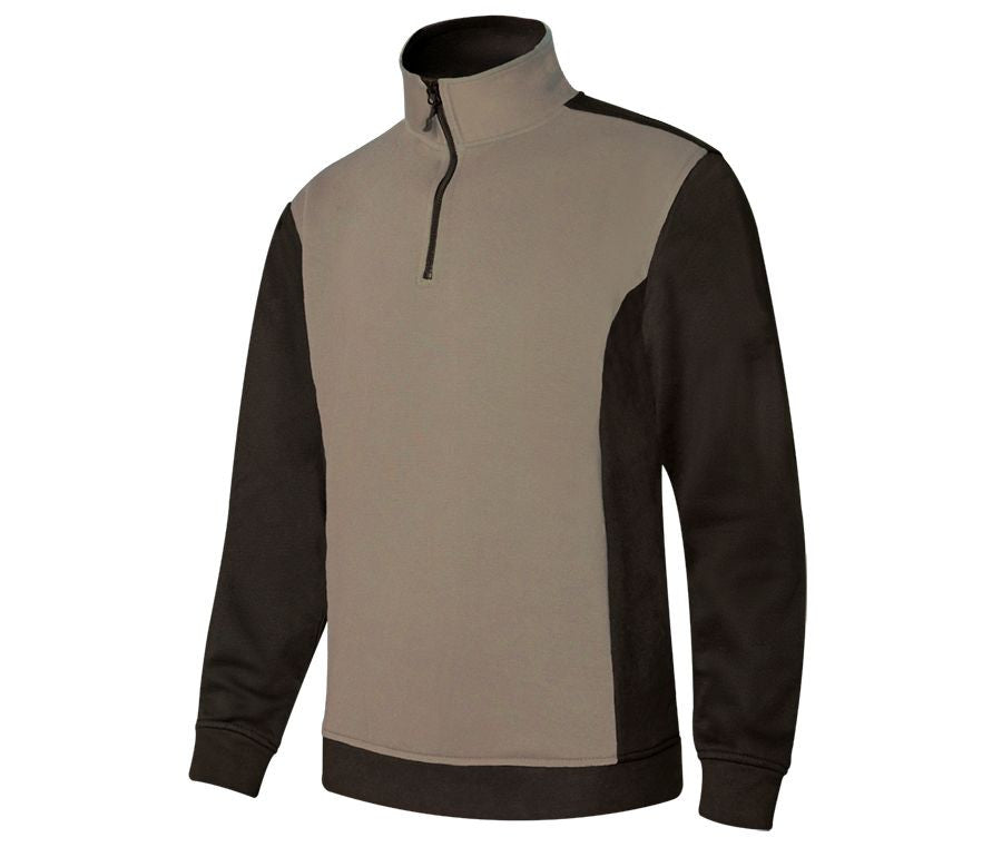 Sweat Bicolore Col Zippé - Beige Arena/black