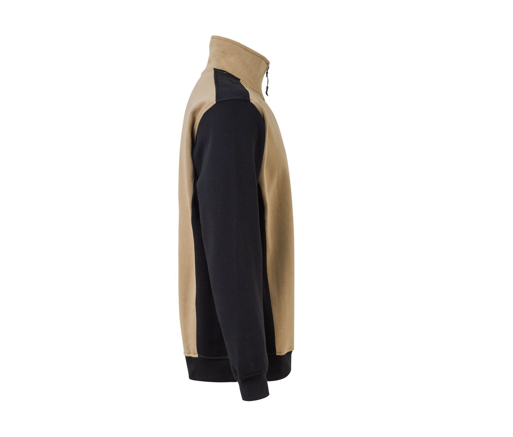 Sweat Bicolore Col Zippé - Beige Arena/black