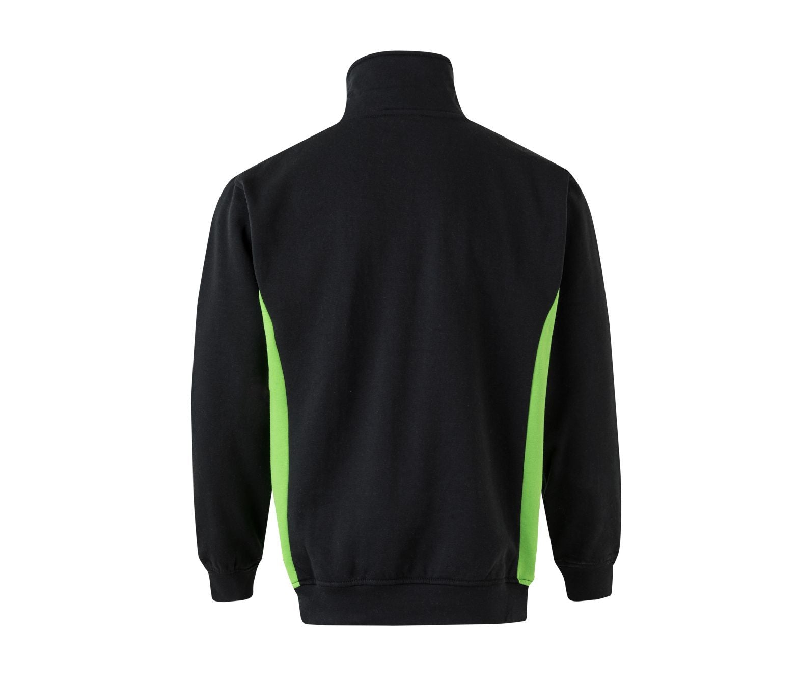 Sweat Bicolore Col Zippé - Black/lime