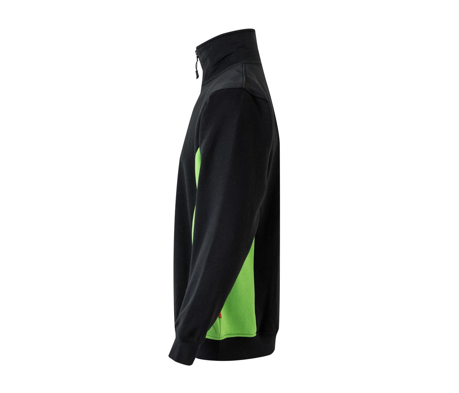 Sweat Bicolore Col Zippé - Black/lime
