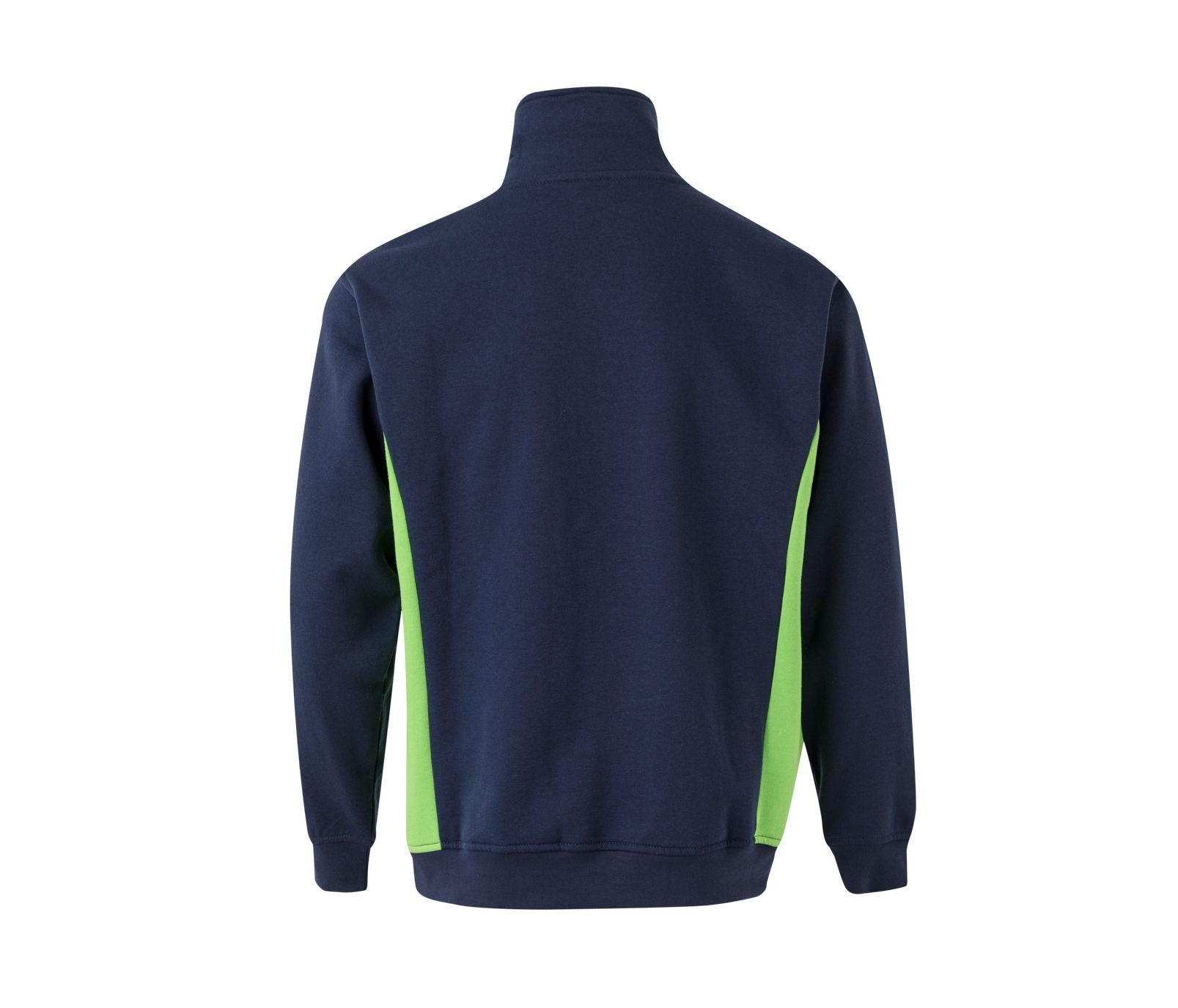 Sweat Bicolore Col Zippé - Navy/lime