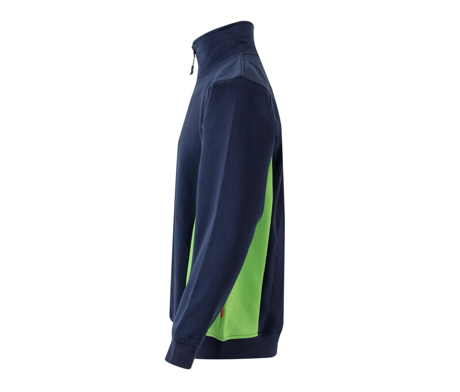 Sweat Bicolore Col Zippé - Navy/lime