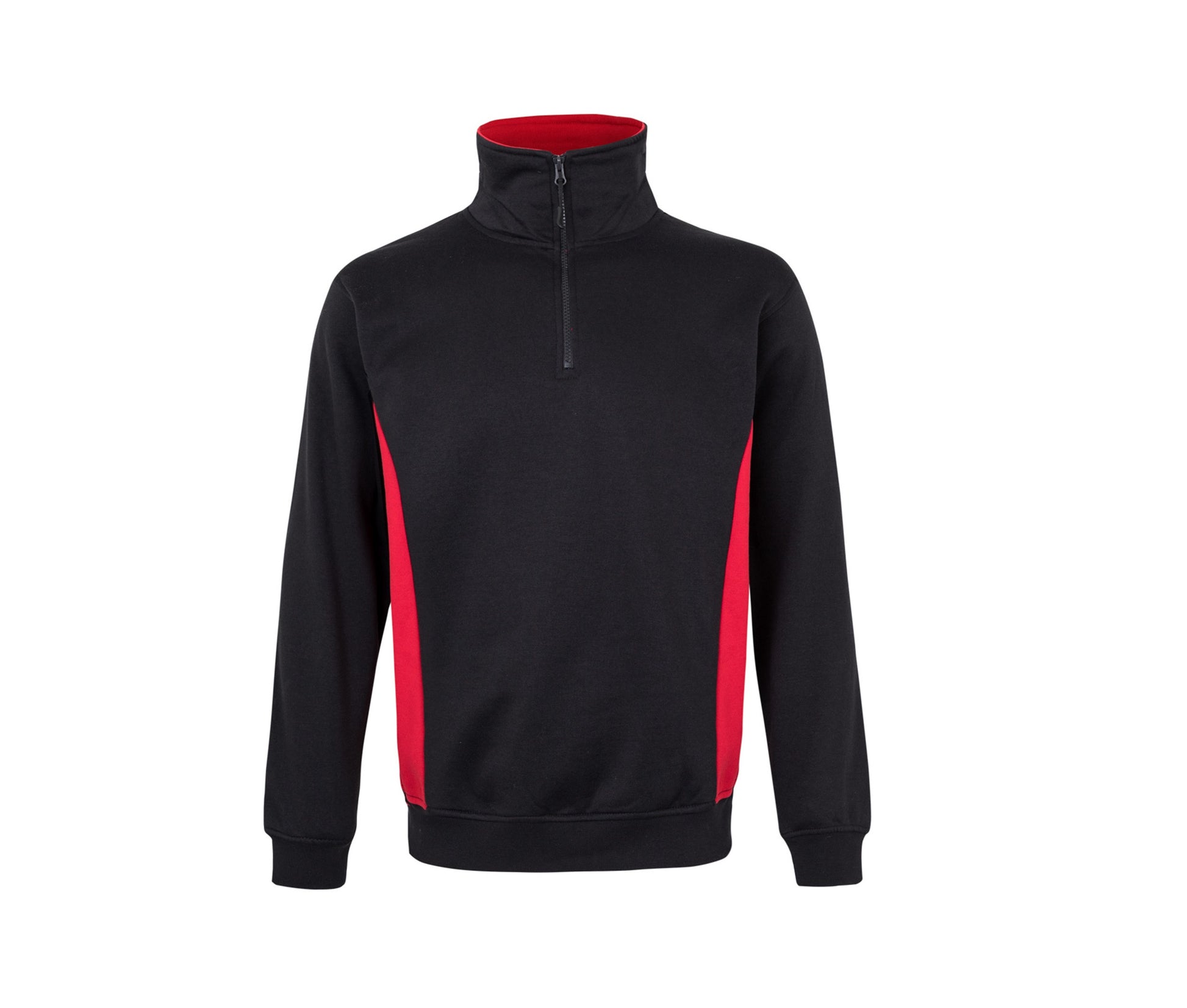 Sweat Bicolore Col Zippé - Black/red