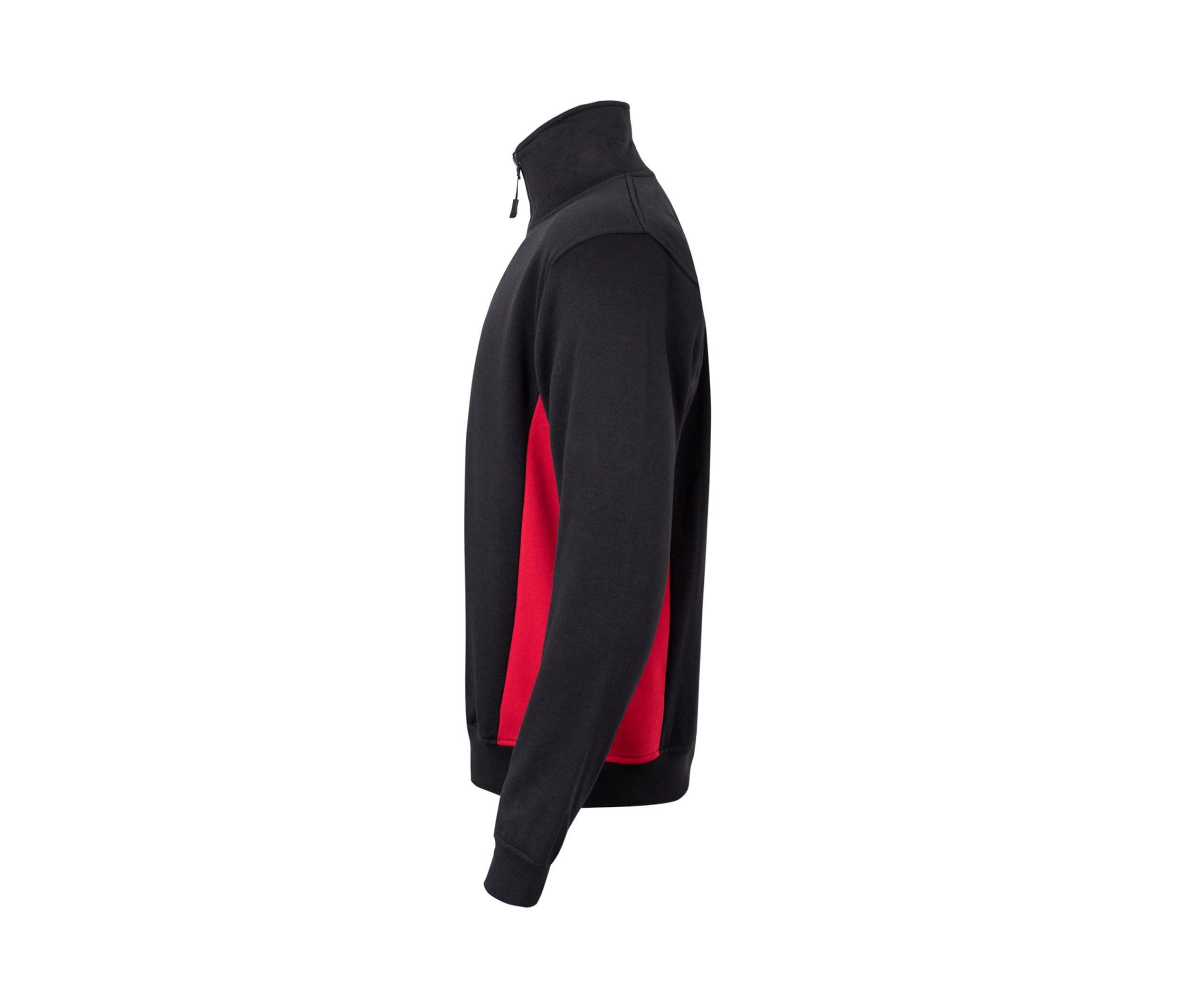 Sweat Bicolore Col Zippé - Black/red