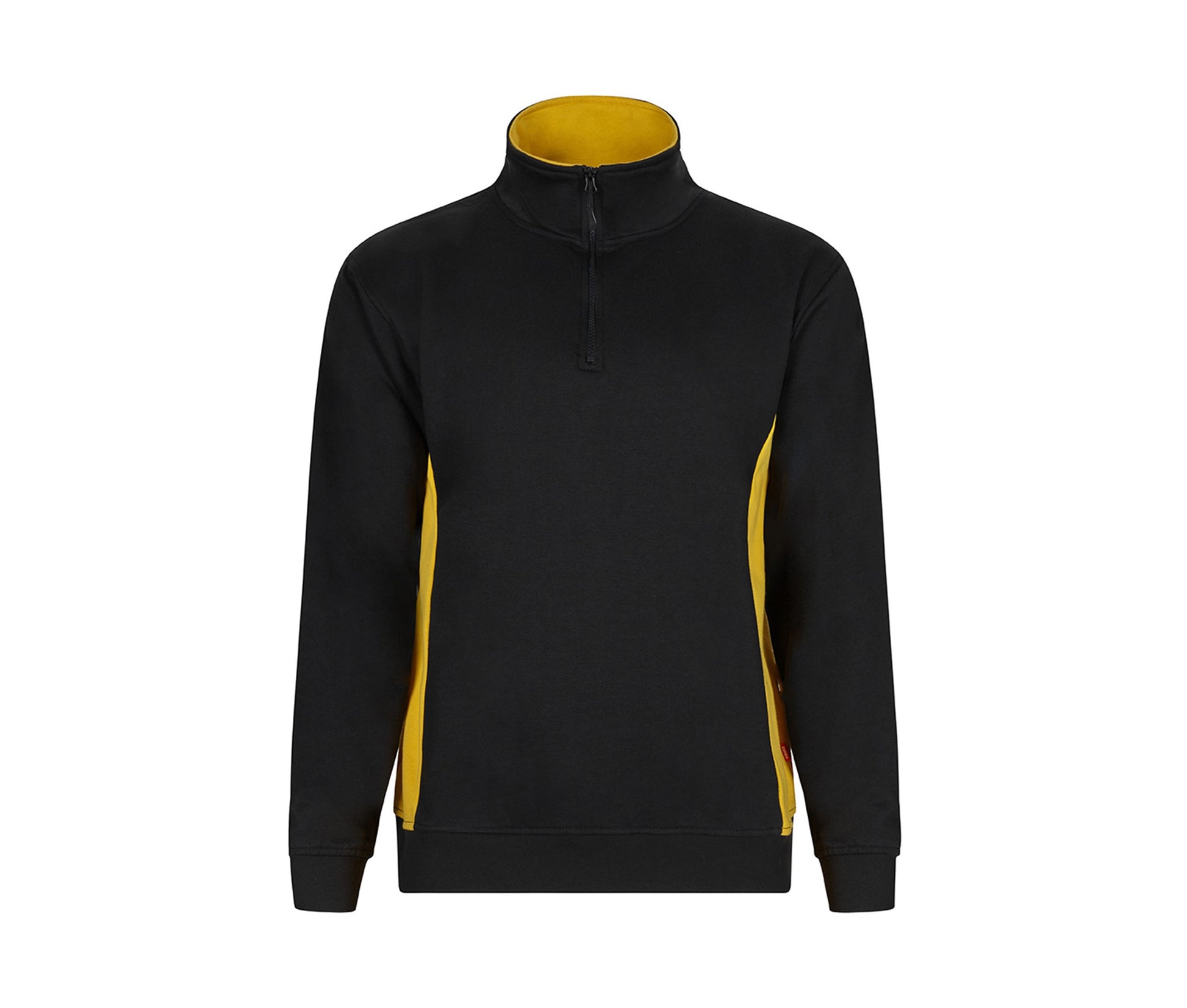Sweat Bicolore Col Zippé - Black / Yellow