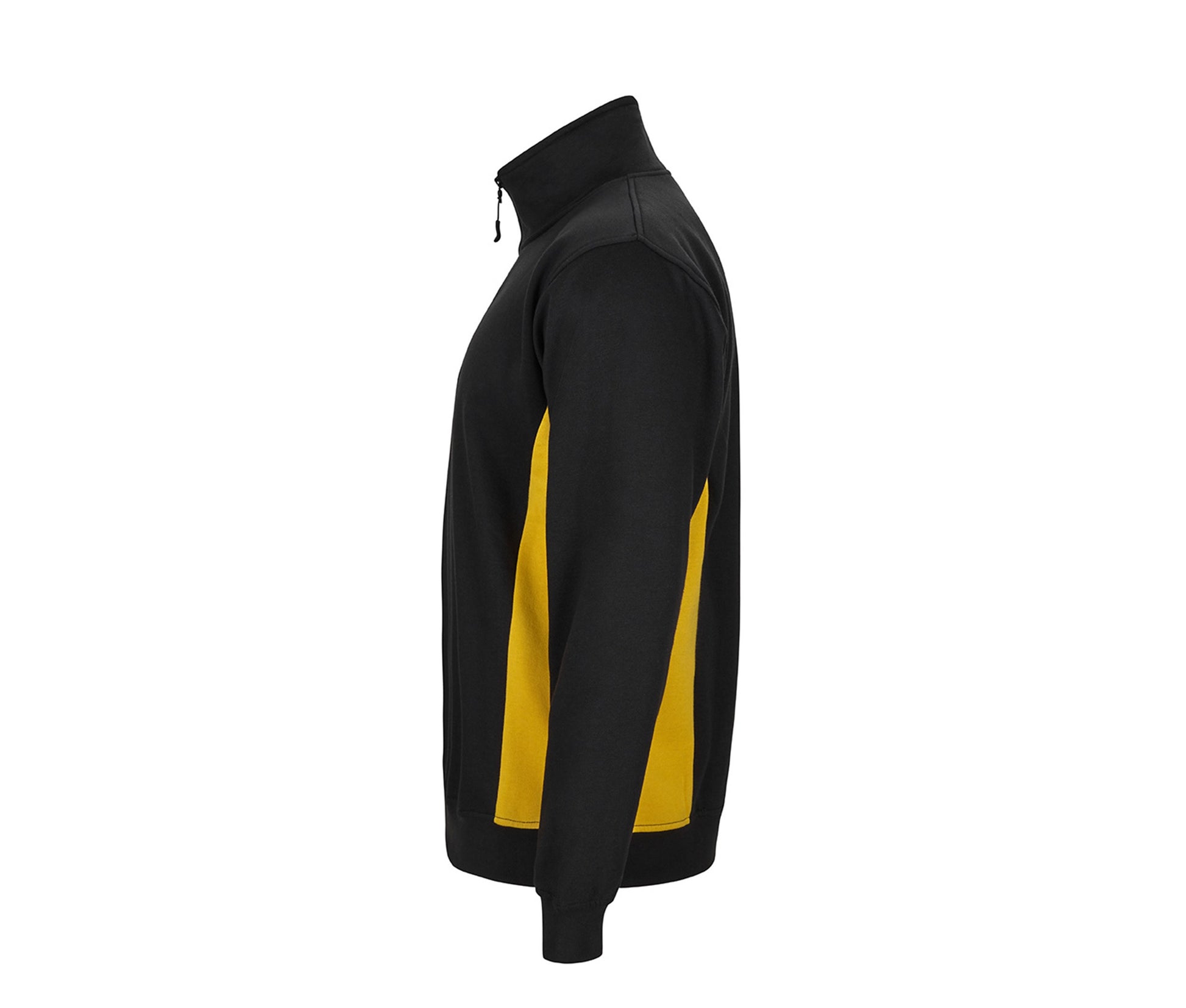Sweat Bicolore Col Zippé - Black / Yellow