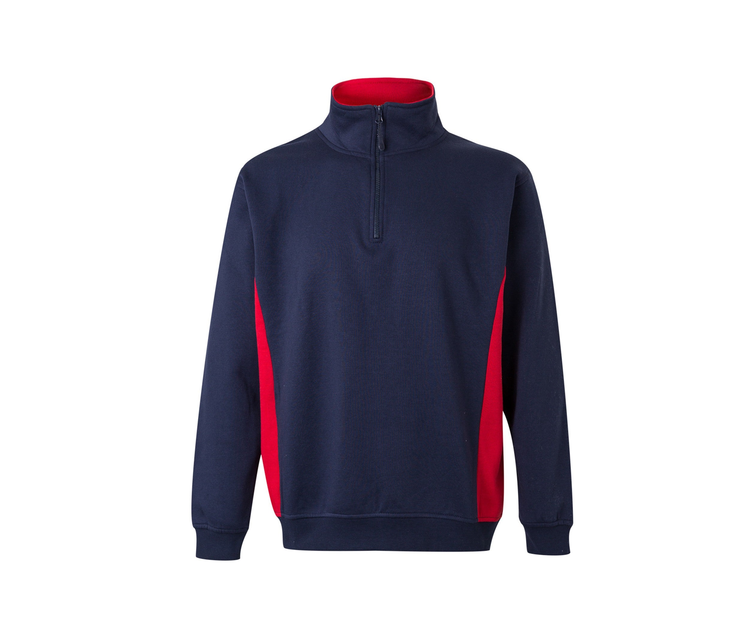 Sweat Bicolore Col Zippé - Navy/red