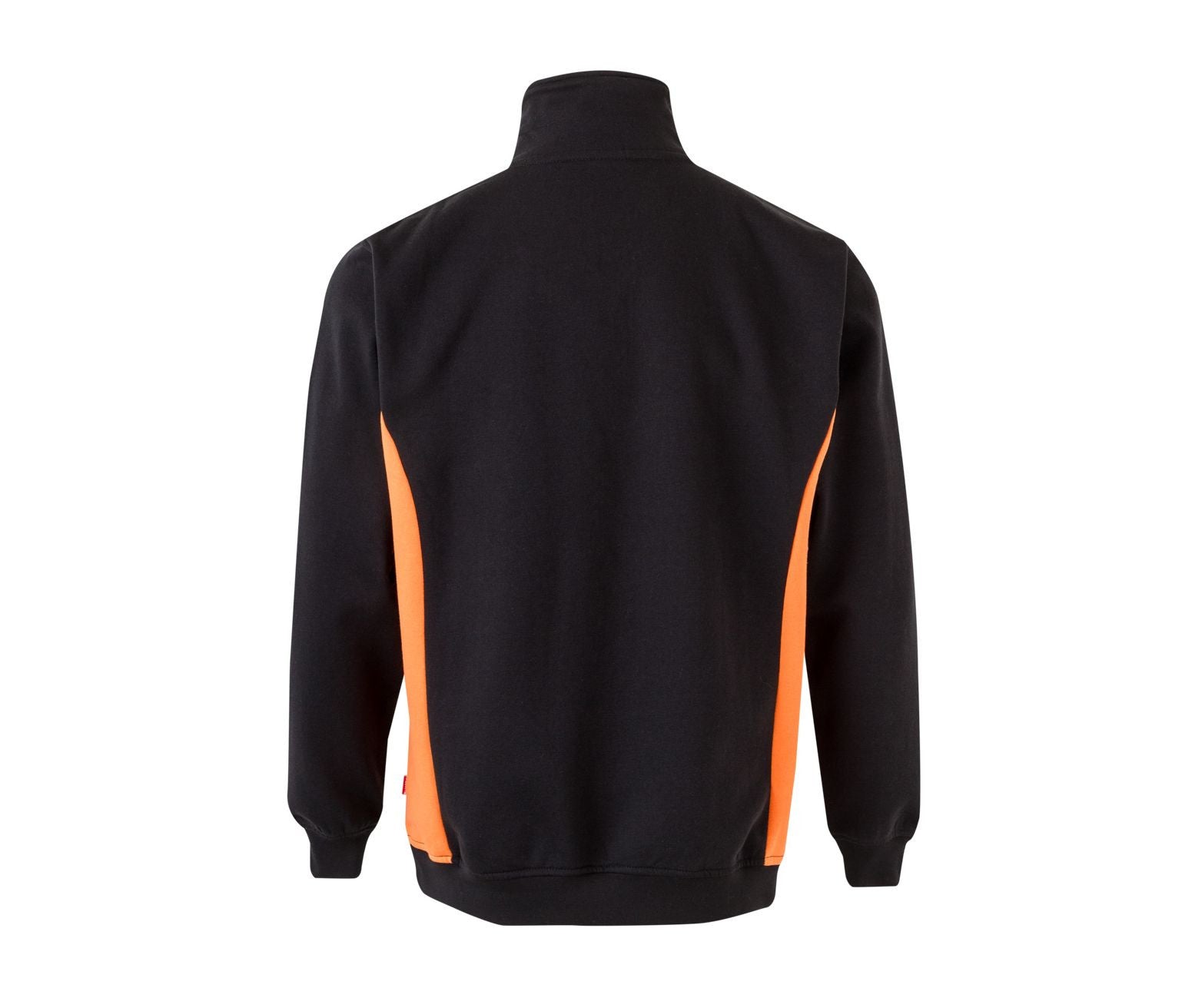 Sweat Bicolore Col Zippé - Black/orange