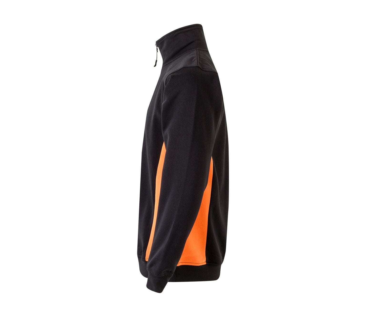 Sweat Bicolore Col Zippé - Black/orange