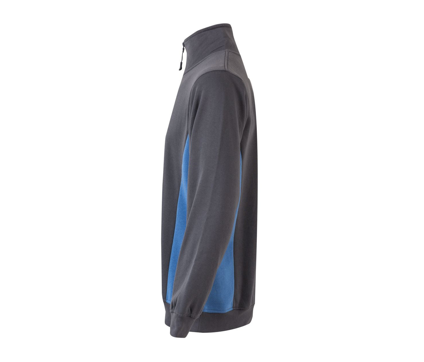 Sweat Bicolore Col Zippé - Grey/sky Blue
