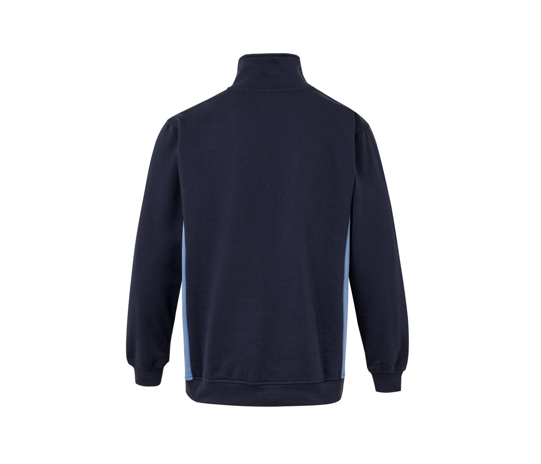 Sweat Bicolore Col Zippé - Navy/sky Blue