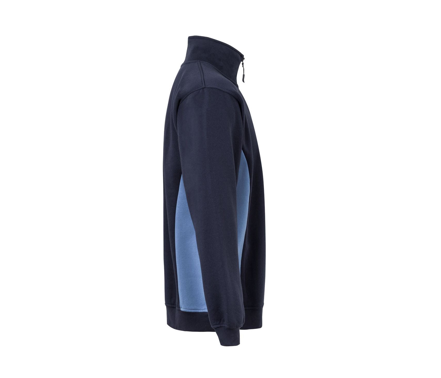 Sweat Bicolore Col Zippé - Navy/sky Blue
