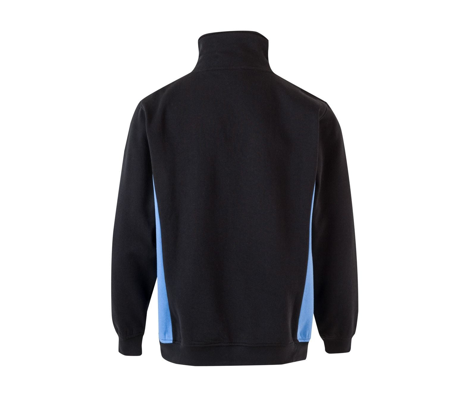 Sweat Bicolore Col Zippé - Black/sky Blue