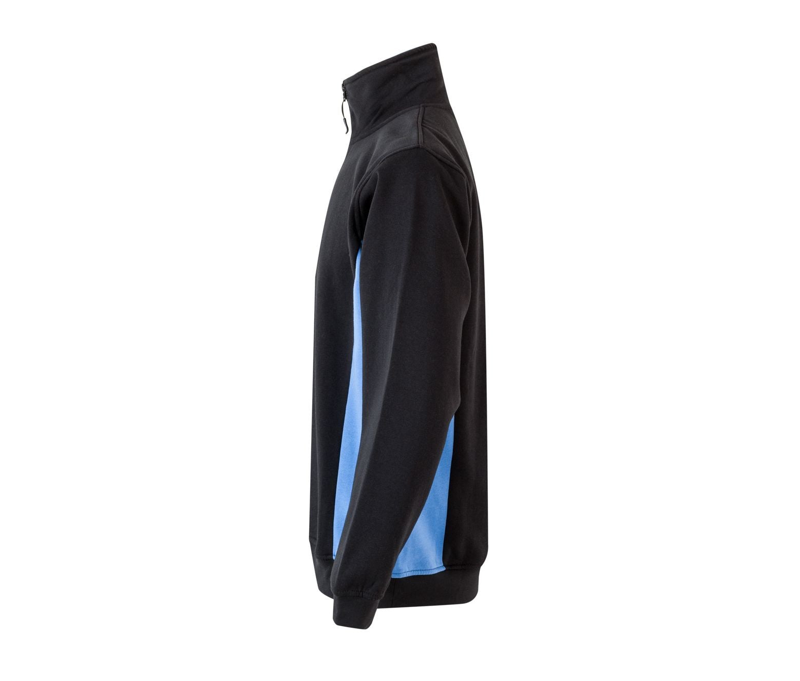 Sweat Bicolore Col Zippé - Black/sky Blue