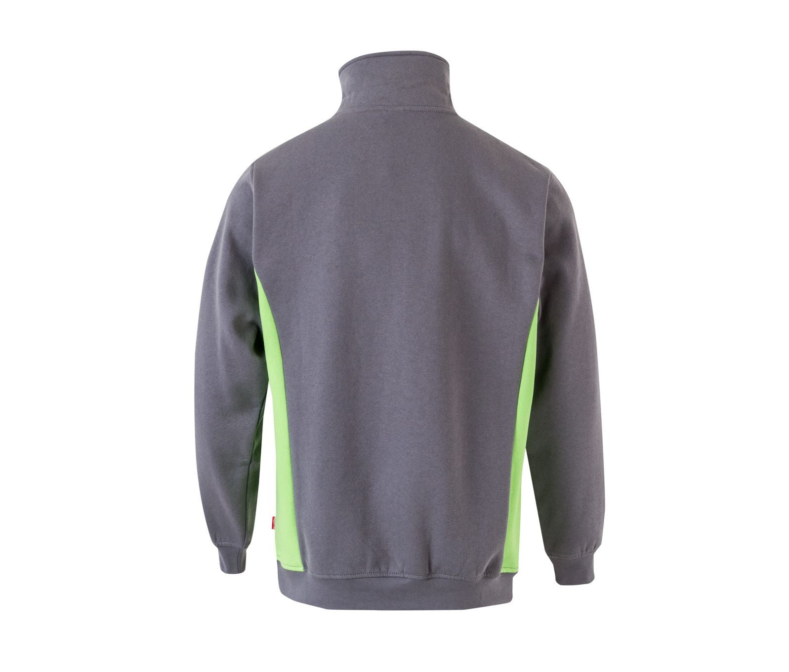 Sweat Bicolore Col Zippé - Grey/lime