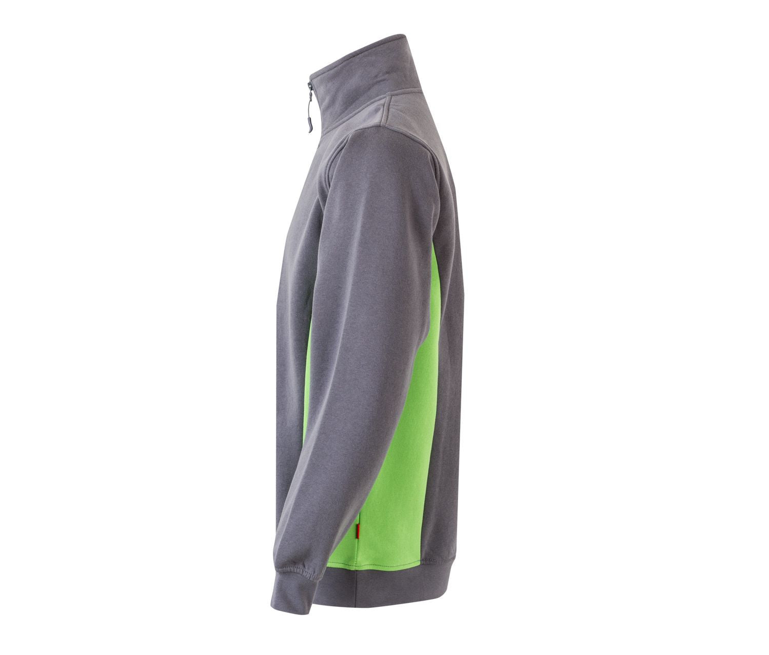 Sweat Bicolore Col Zippé - Grey/lime