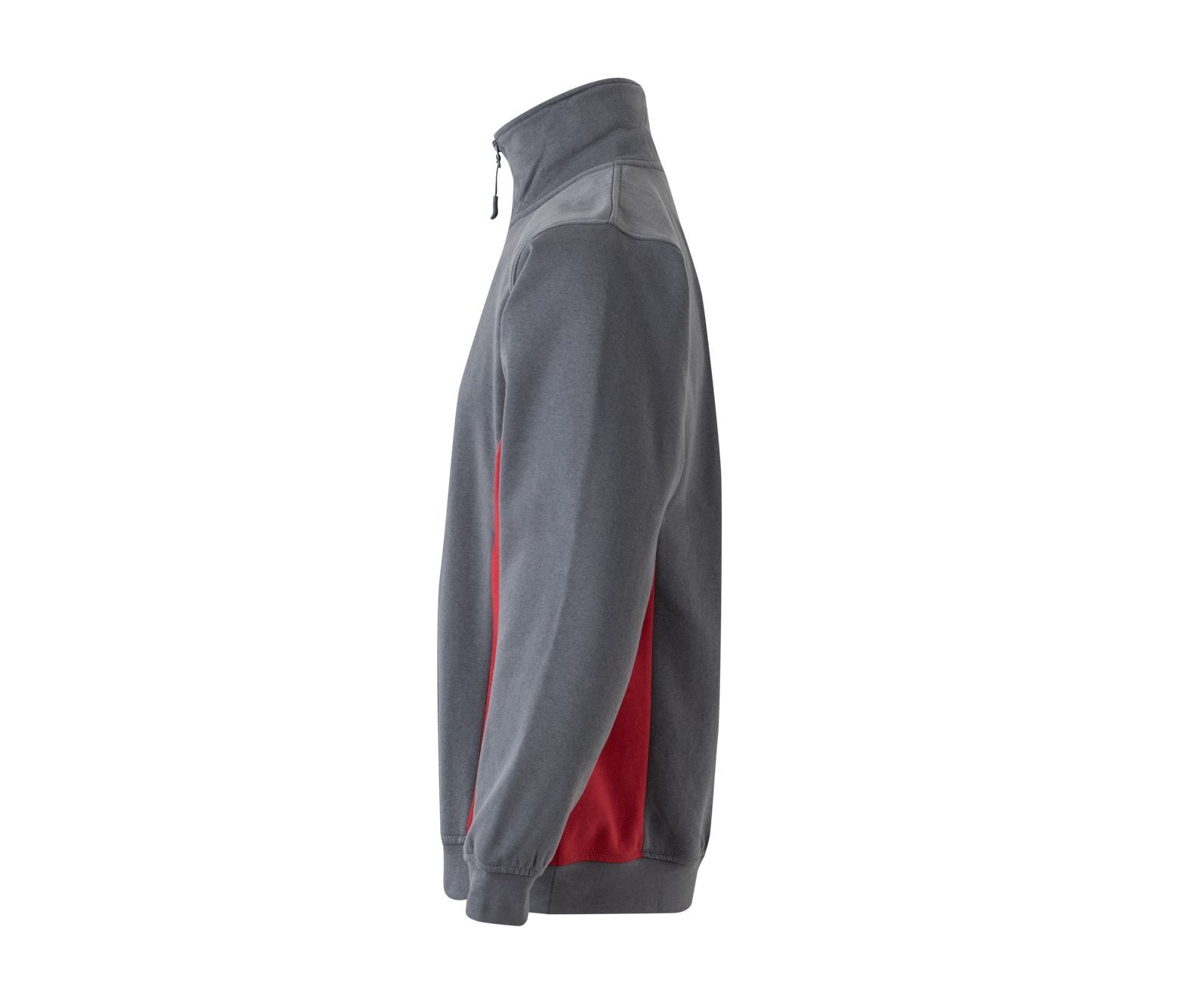 Sweat Bicolore Col Zippé - Grey/red