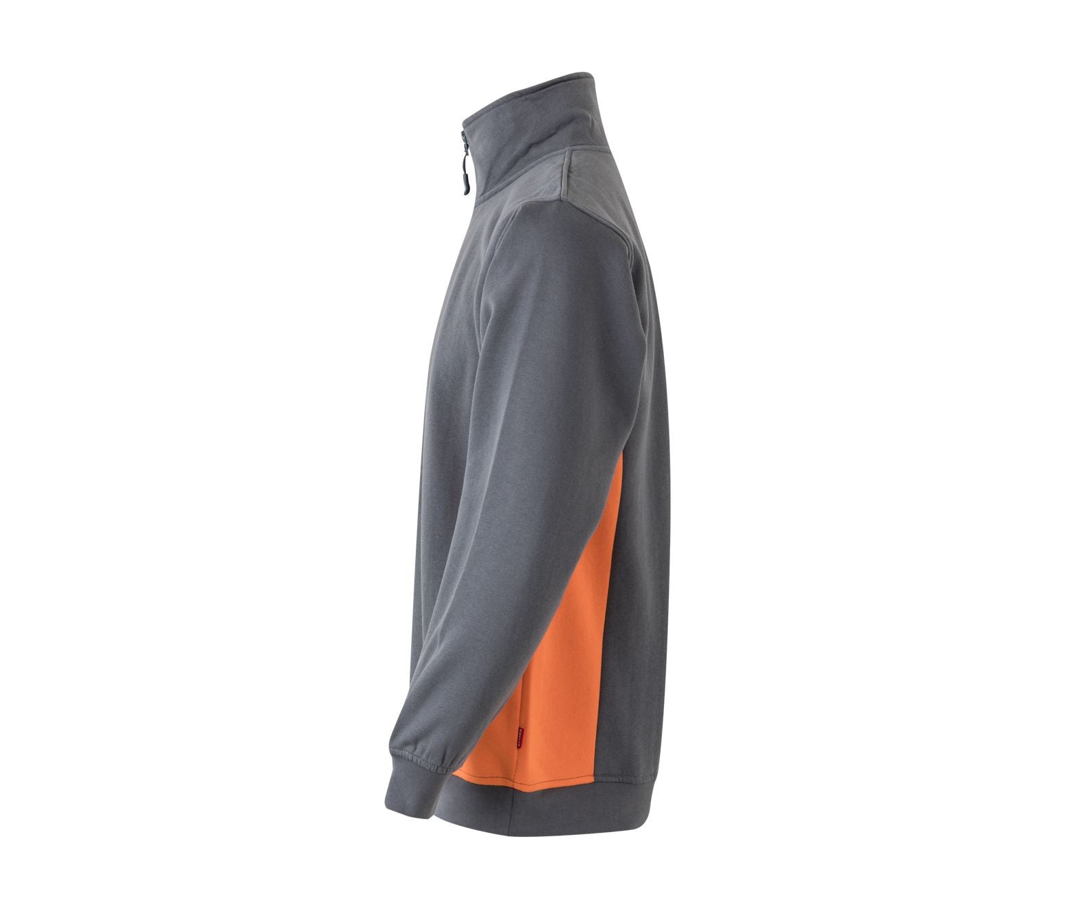 Sweat Bicolore Col Zippé - Grey/orange