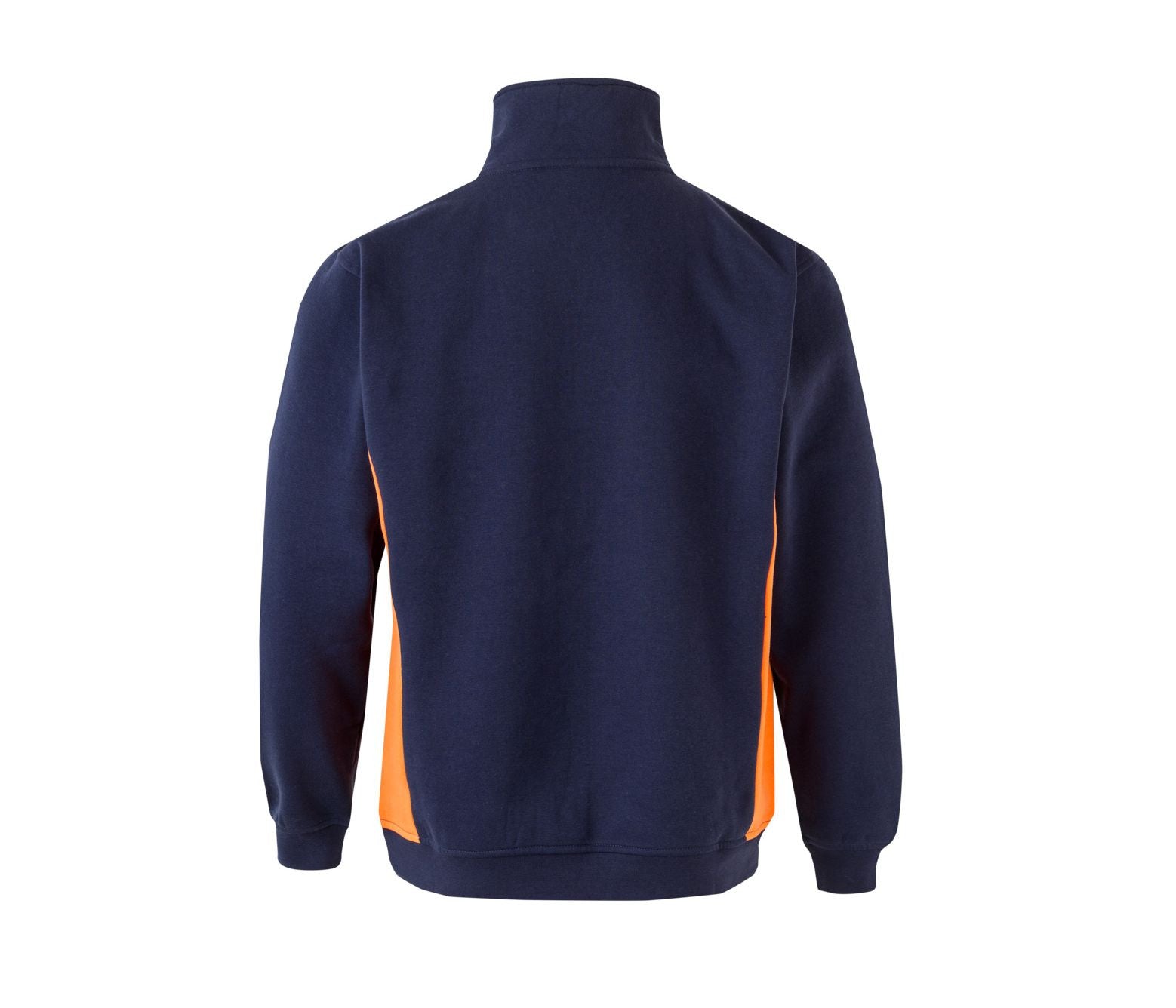 Sweat Bicolore Col Zippé - Navy/orange