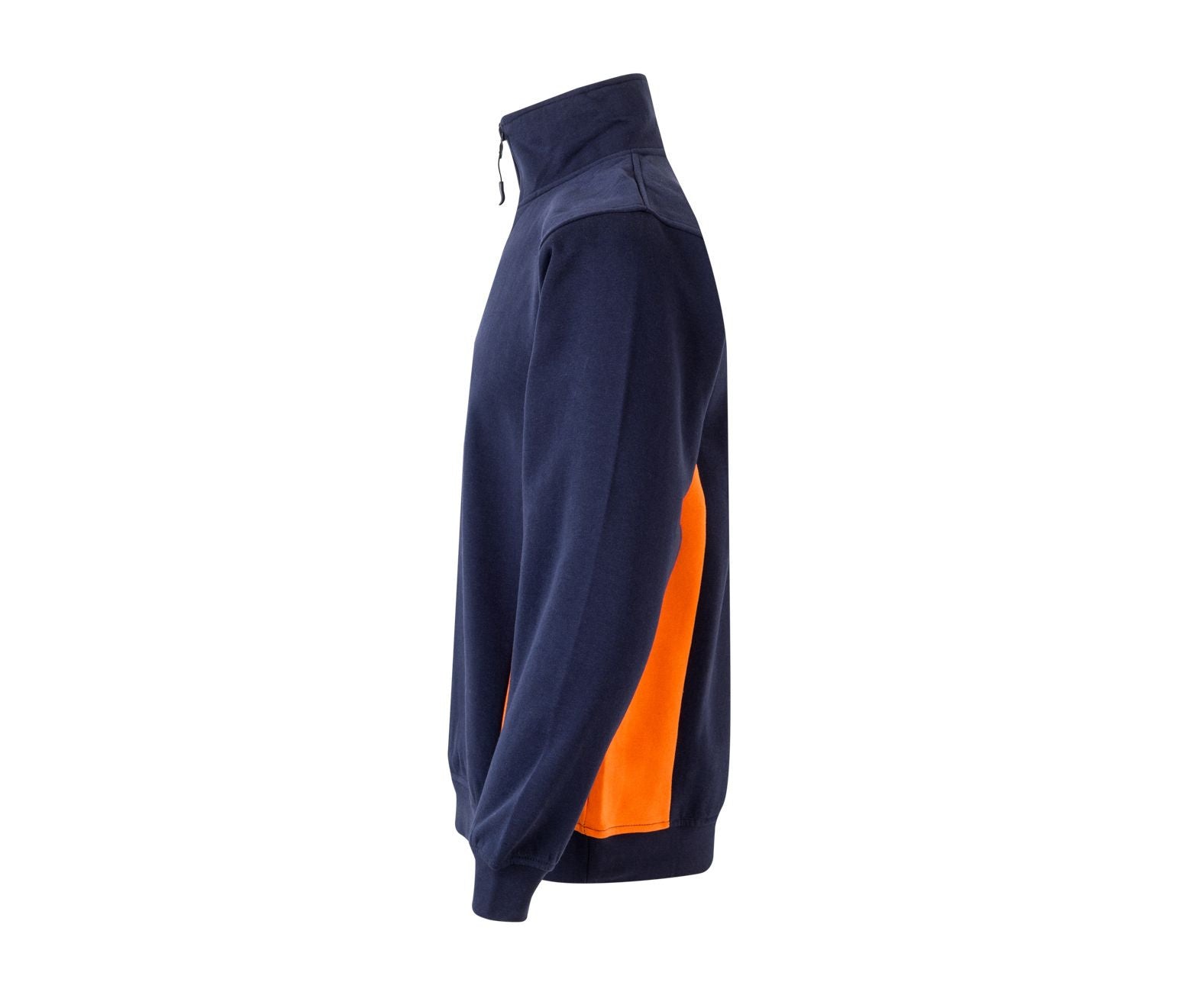 Sweat Bicolore Col Zippé - Navy/orange