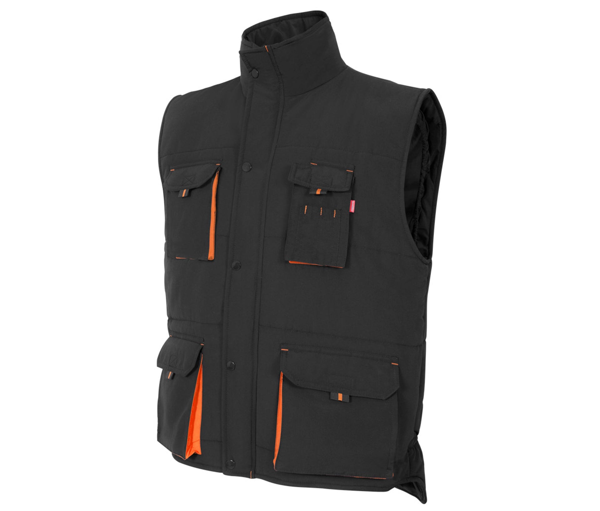 Gilet Matelassé Bicolore Multipoches - Black/orange