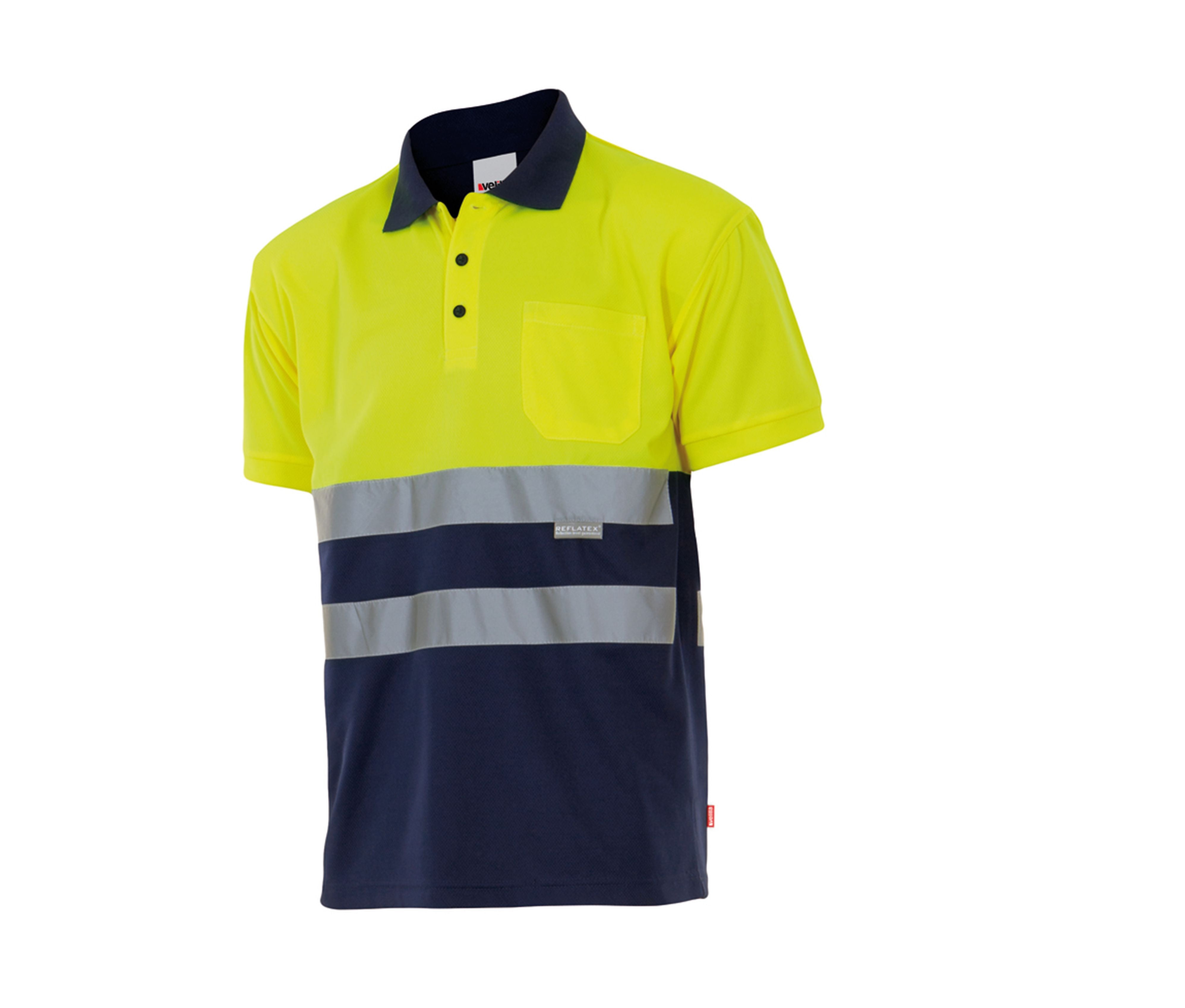Polo Bicolore Manches Courtes Haute Visibilité - Fluo Yellow/navy