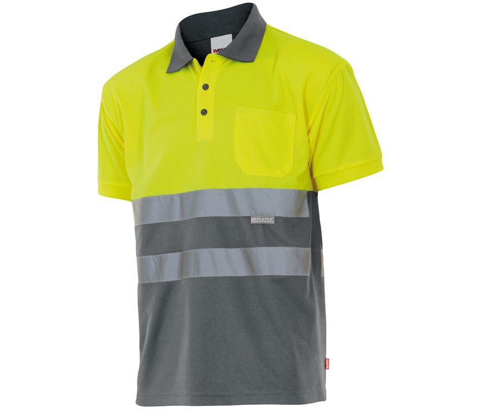 Polo Bicolore Manches Courtes Haute Visibilité - Fluo Yellow/grey