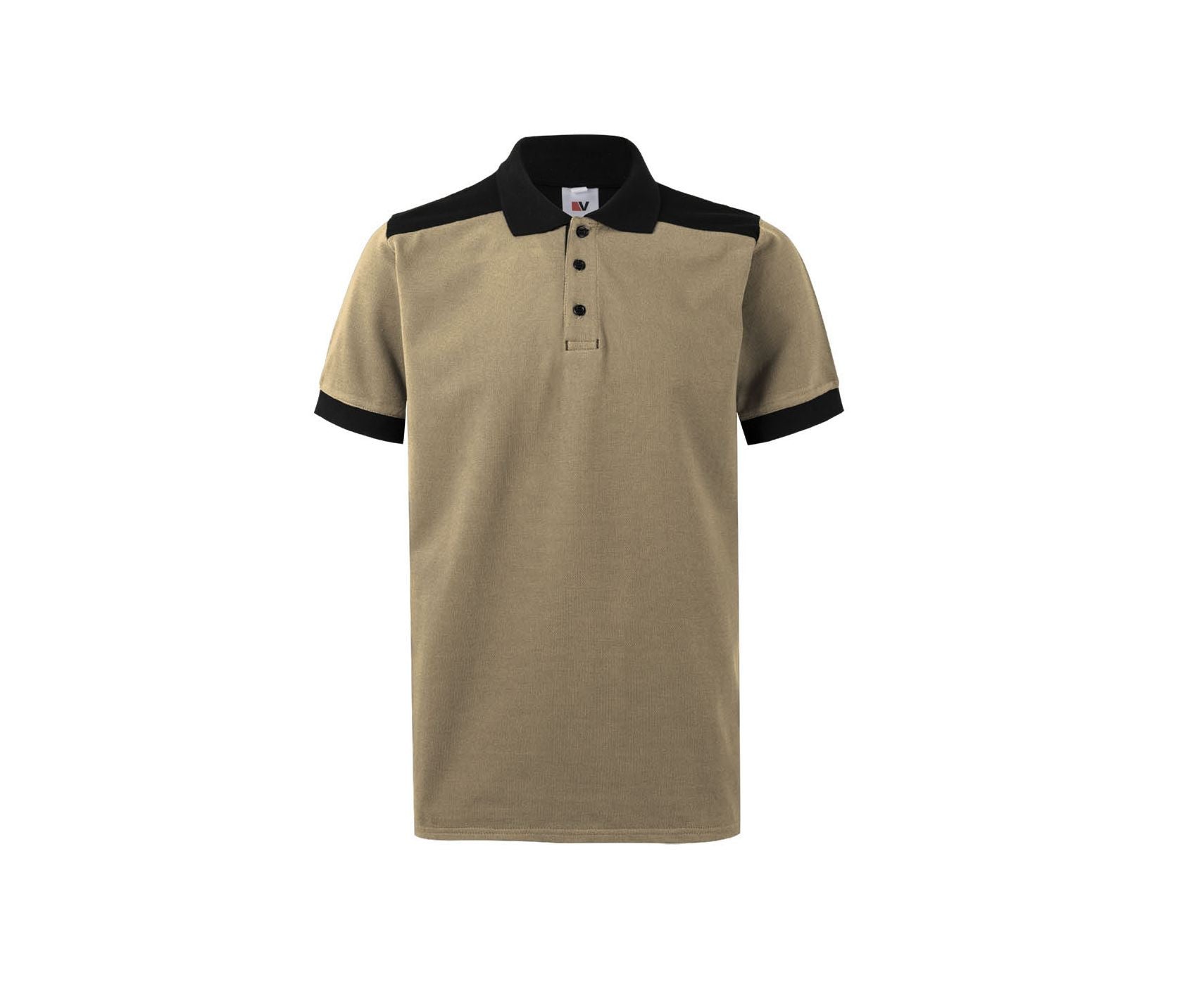 Polo Stretch Bicolore - Sand / Black
