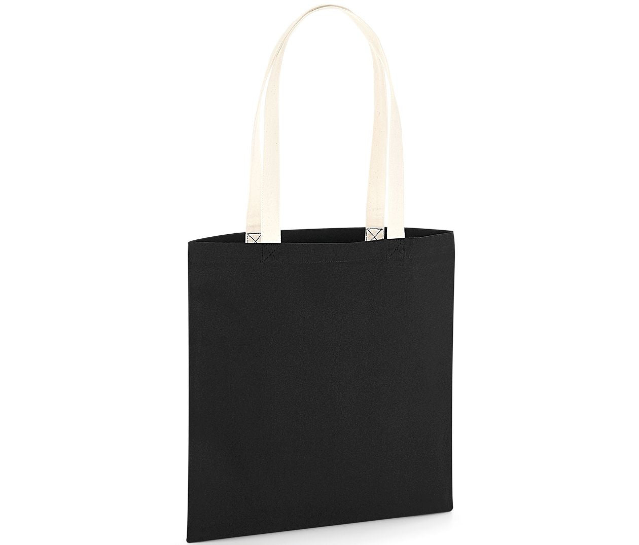 Sac Organique en Coton Canvas Avec Anses Contrastées - Black/natural
