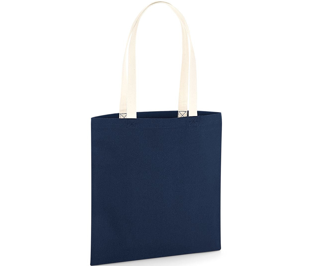Sac Organique en Coton Canvas Avec Anses Contrastées - French Navy/natural