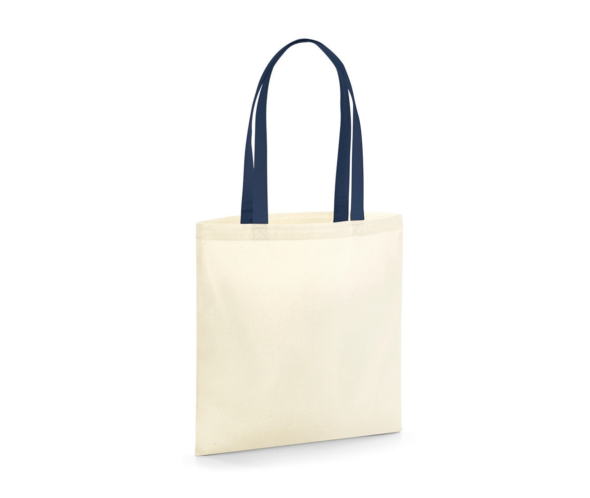Sac Organique en Coton Canvas Avec Anses Contrastées - Natural/french Navy